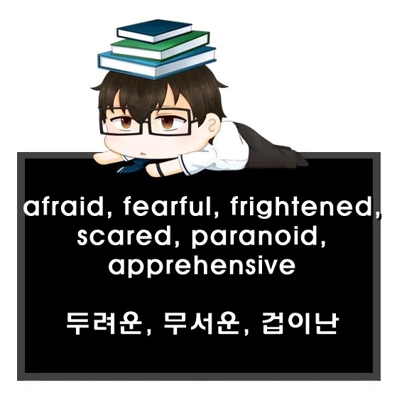 afraid fearful frightened scared paranoid apprehensive 차이