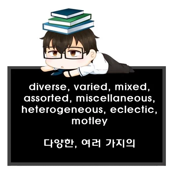diverse varied mixed assorted miscellaneous heterogeneous eclectic motley 차이