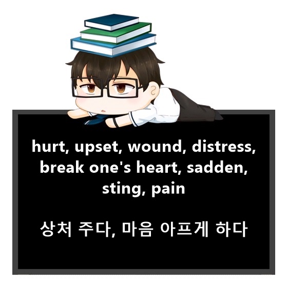 hurt, upset, wound, distress, break one's heart, sadden, sting, pain